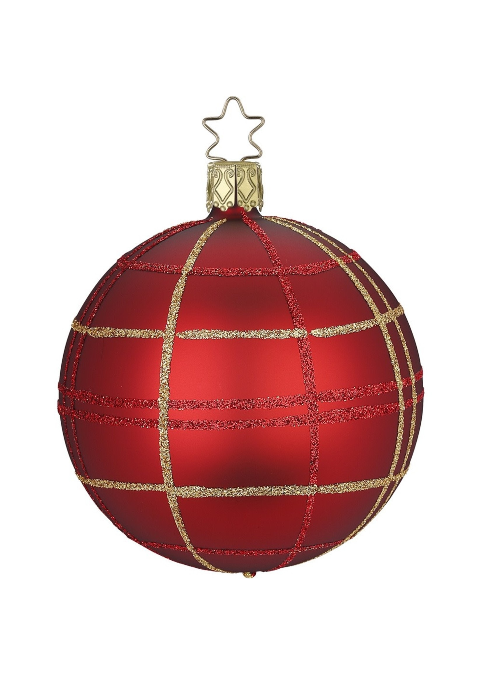 Ornament - Ball Red Dressy Check Matt 4"