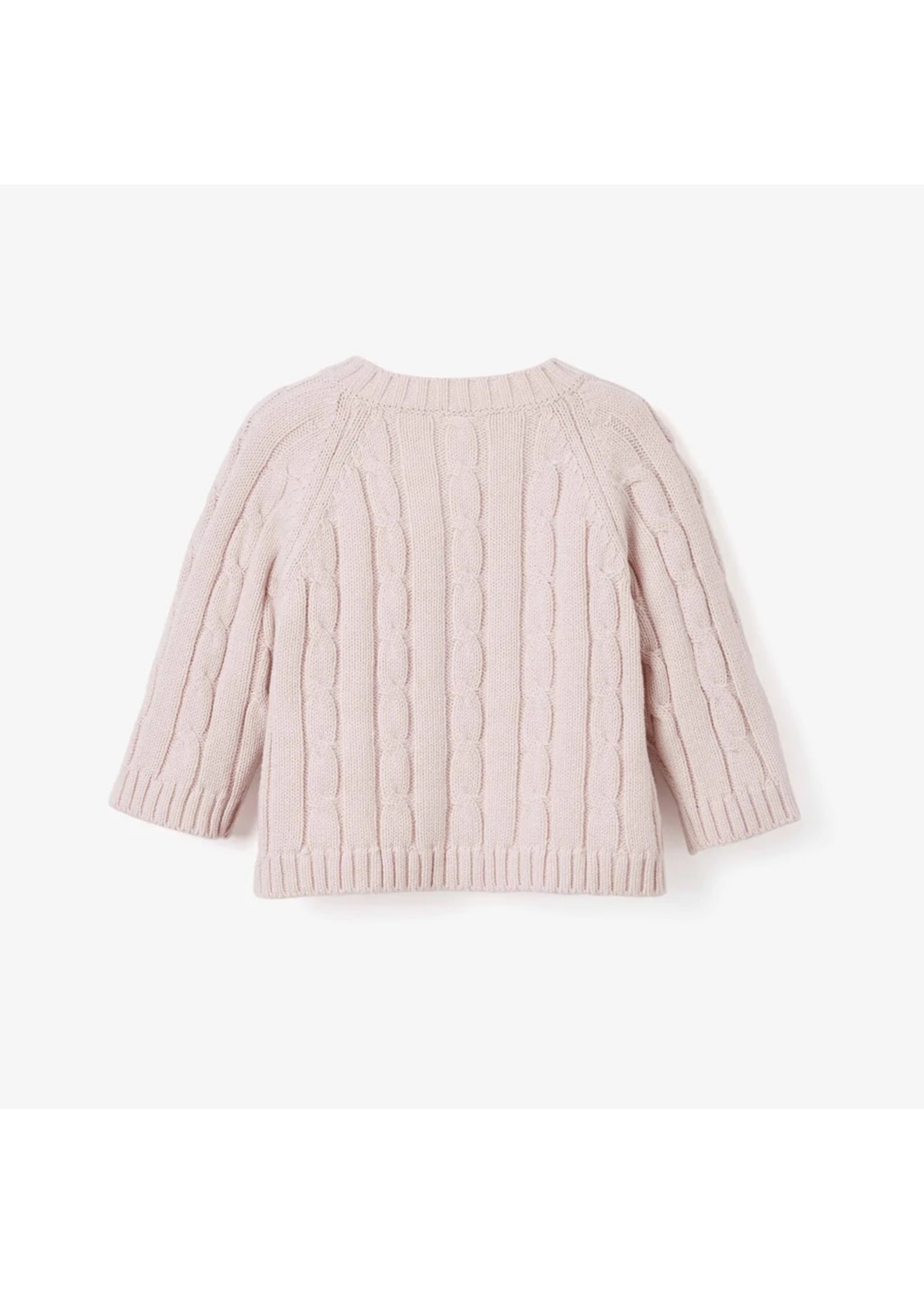 Cable Knit Baby Sweater Blush 12M