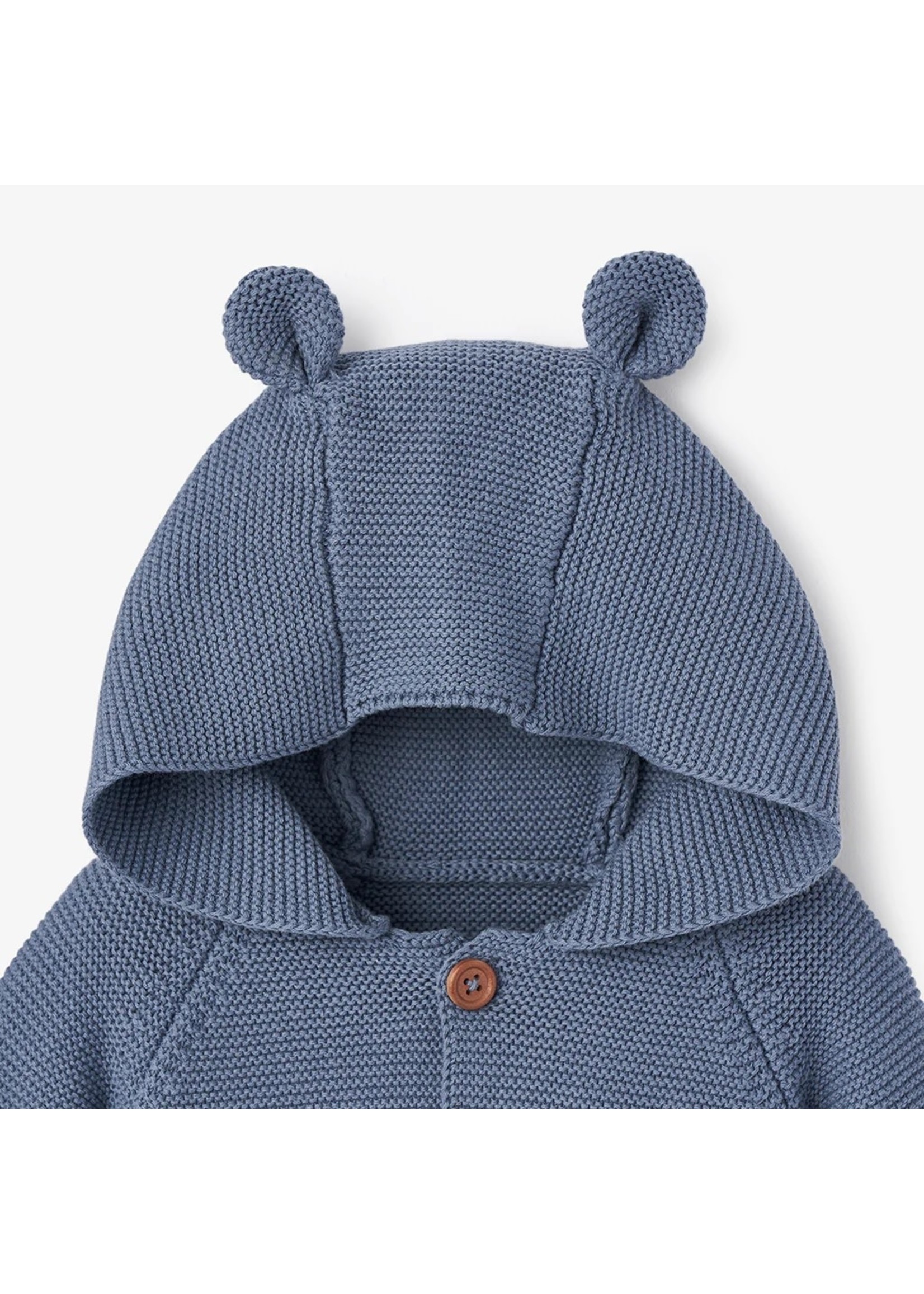 Bear Ear Hooded Knit Baby Cardigan Blue 6M