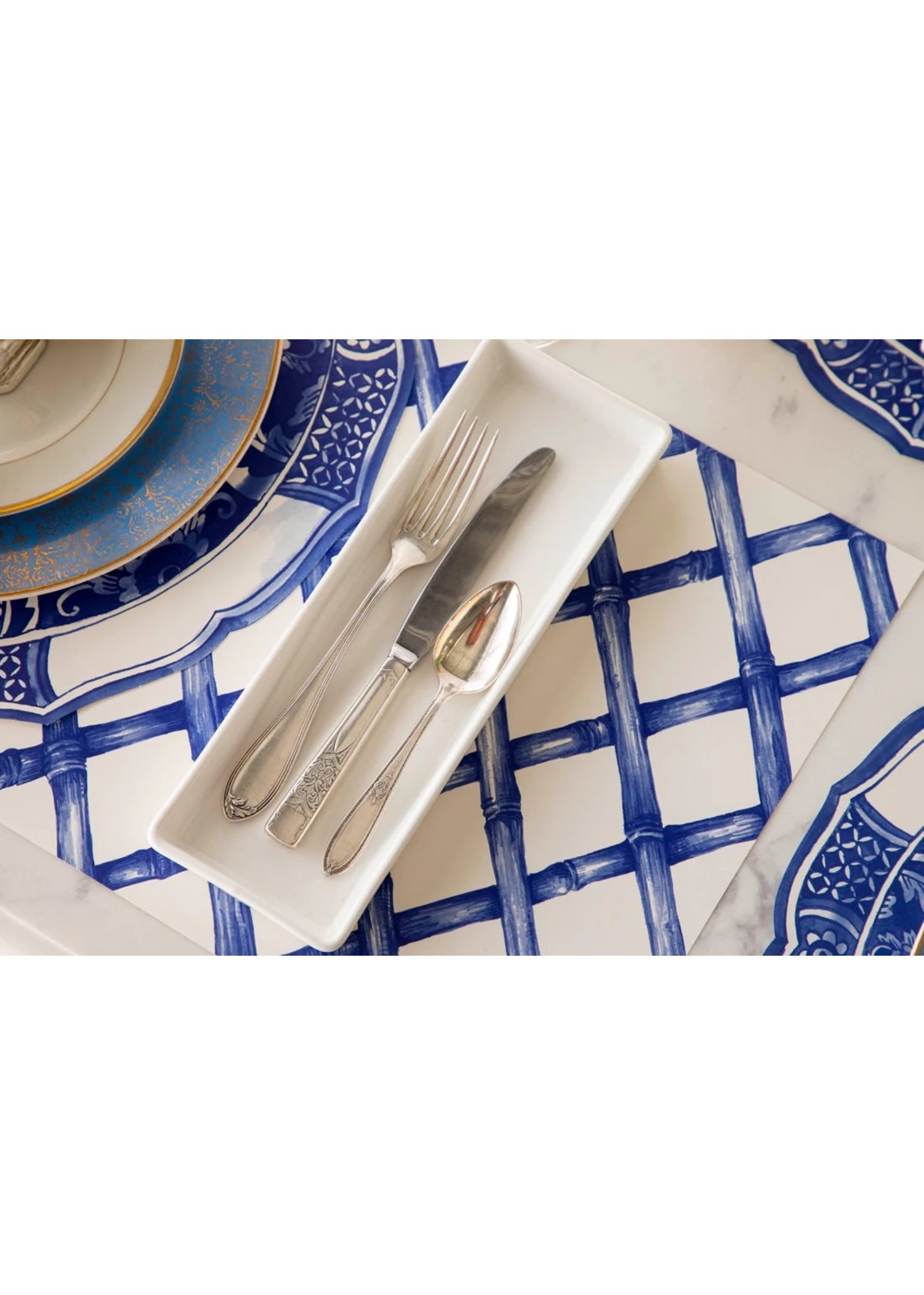 Hester & Cook Paper Placemat Blue Lattice (24 sheets) Maison Blue