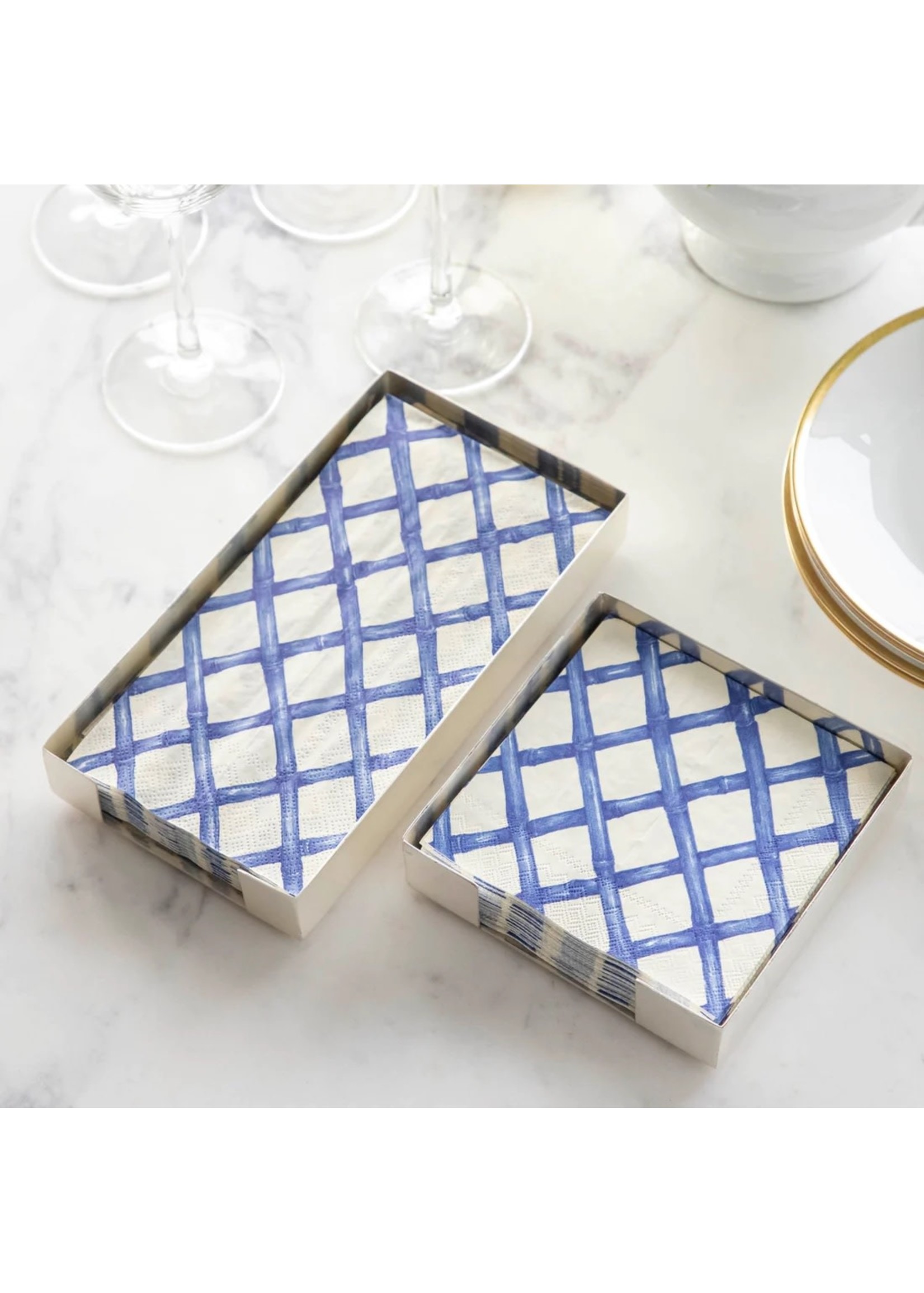 Hester & Cook Paper Cocktail Napkins - Blue Lattice (pack of 20)