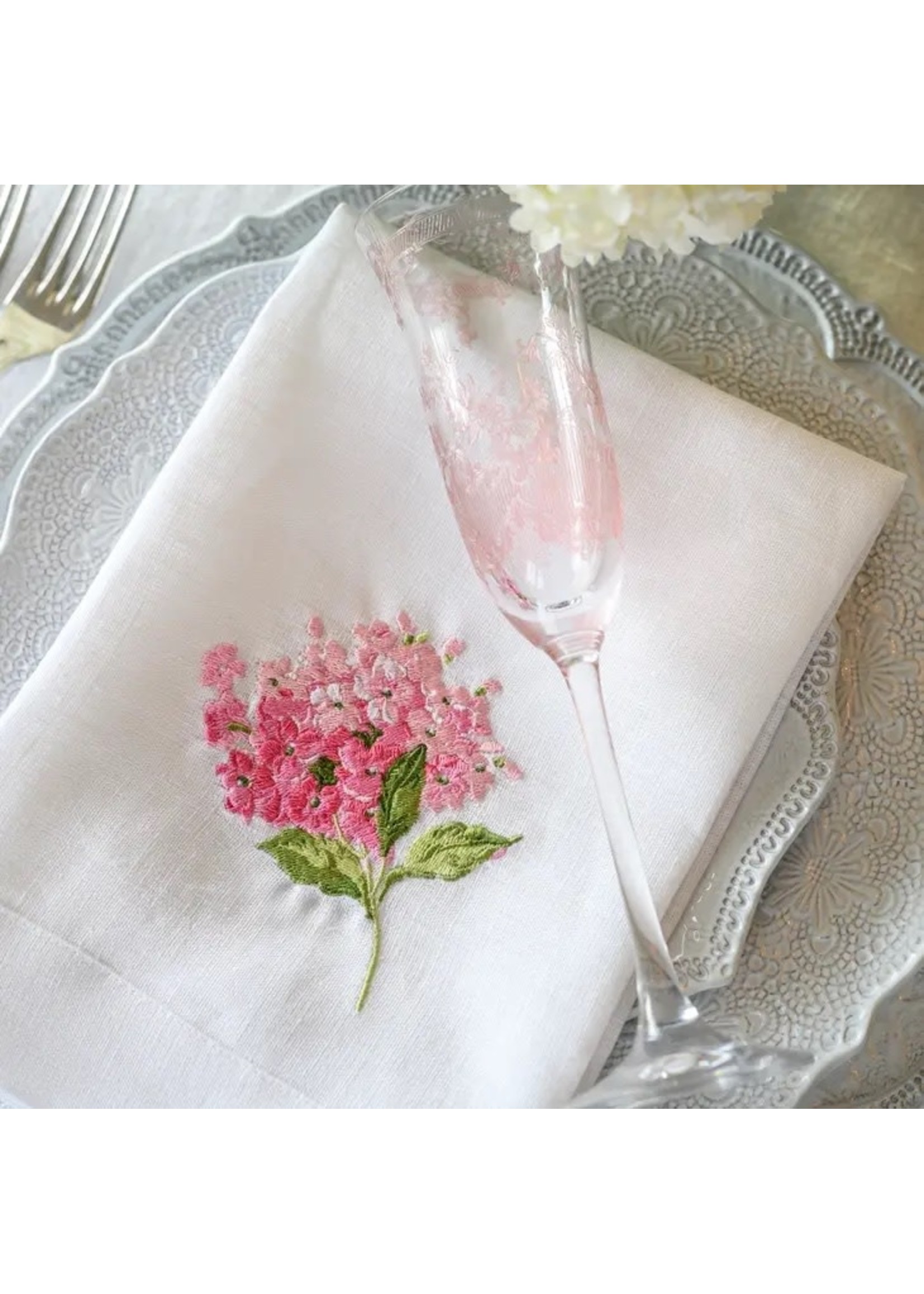 Crown Linen Trifold Napkin - Hydrangea Pink