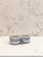 Antique & Vintage Antique 18th Century French Blue & White Double Bowl Stoneware