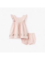 Organic Muslin Embroidered Garden Picnic Dress with Bloomer 3-6 M