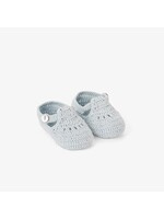T-Strap Hand Crocheted Baby Booties - Pale Blue