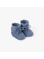 Garter Knit Baby Booties - Slate Blue