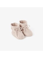 Garter Knit Baby Booties - Taupe