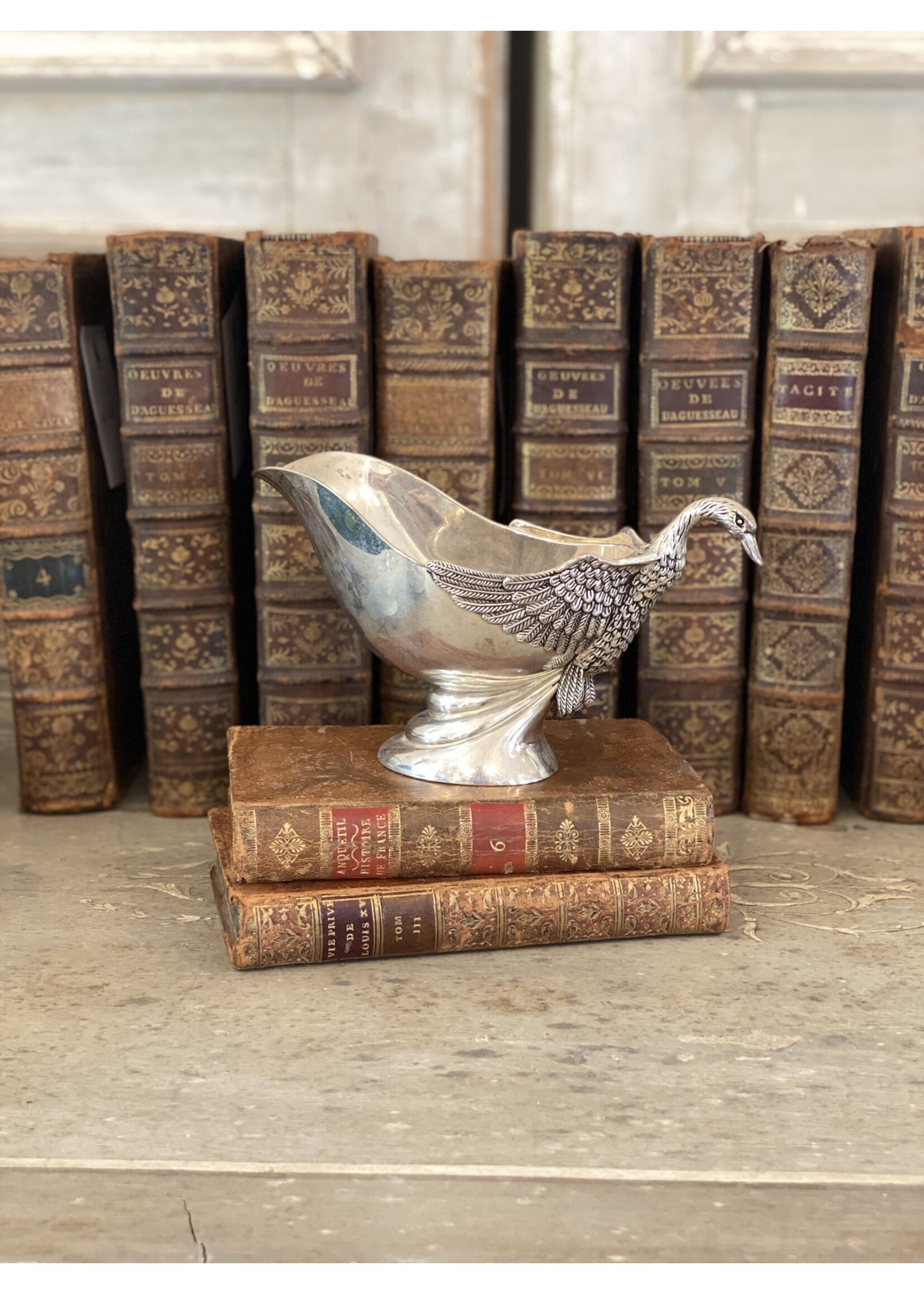Antique & Vintage Antique Silverplate Swan Sauciere from France
