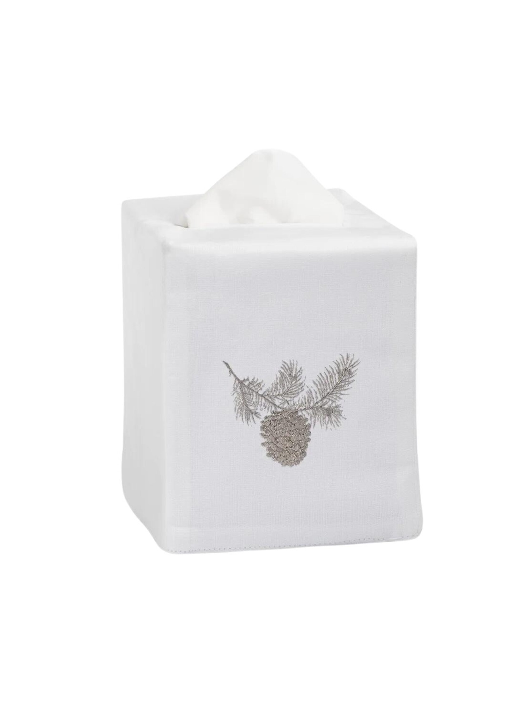 Henry Handwork Tissue Box Cover - Pinecone Silver