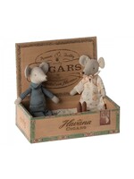 Maileg Grandma and Grandpa Mice in Cigar Box