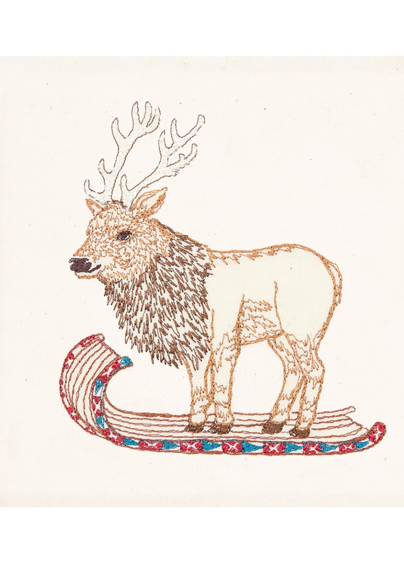 Coral and Tusk Card - Elk on Toboggan