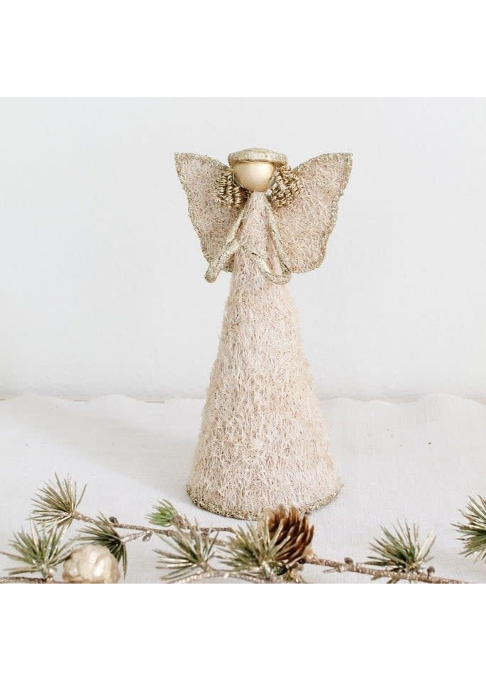 Tabletop - Angel - Abaca Glittered Natural 9”