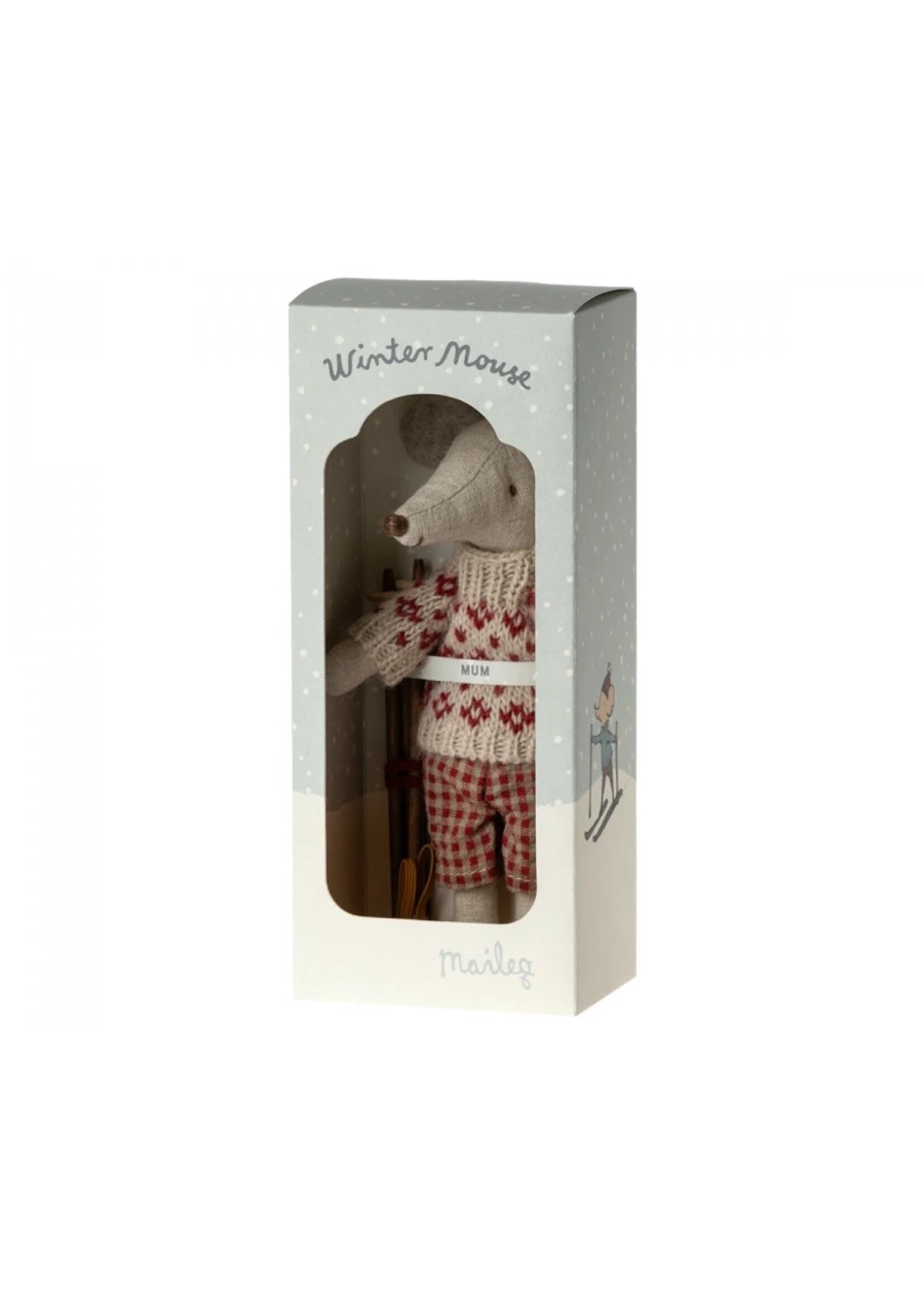 Maileg Mum Mouse - Winter with Ski Set