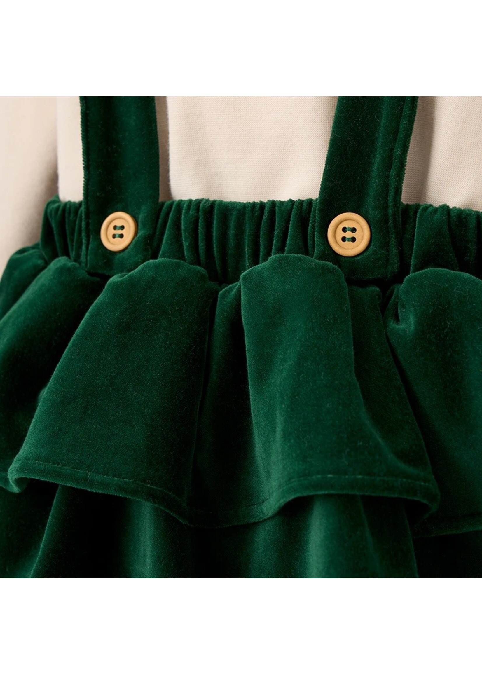 Bodysuit & Velvet Ruffle Bloomer - Green