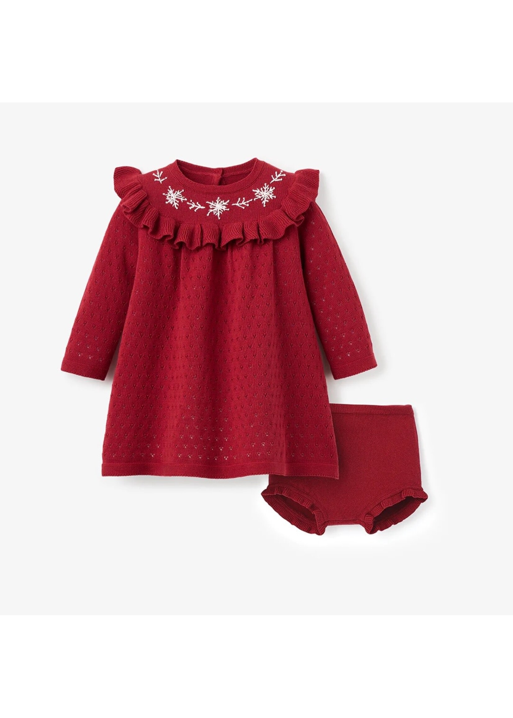 Knit Dress with Bloomer - Snowflake Red