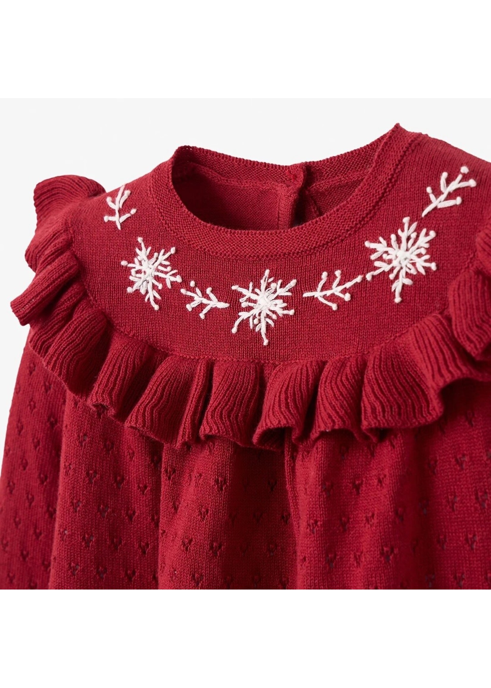 Knit Dress with Bloomer - Snowflake Red