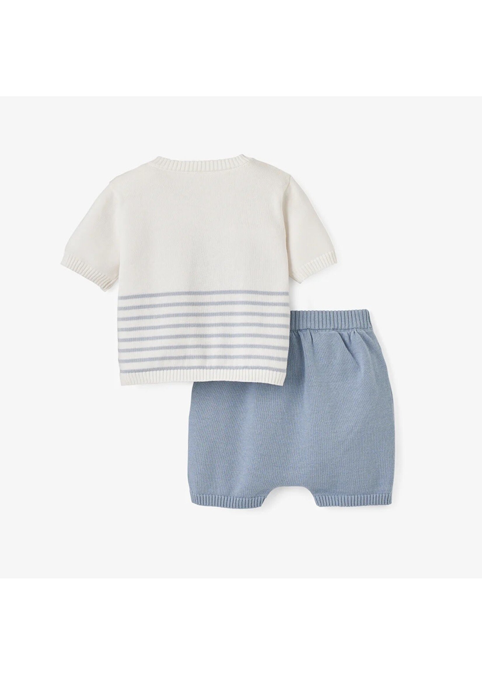 Whale Striped Knit Short Set