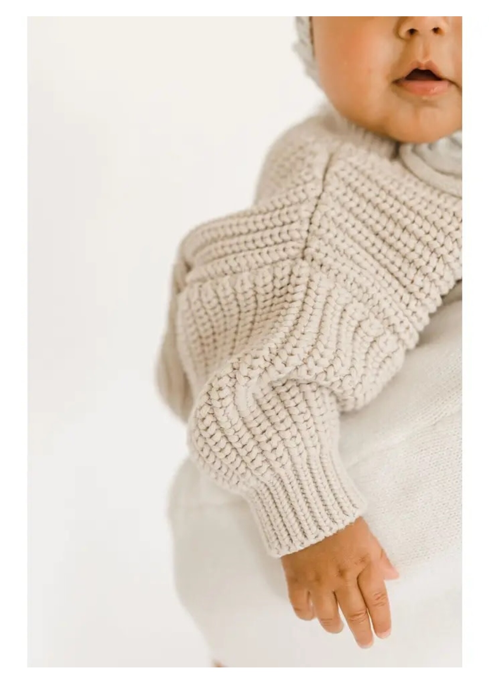 Baby Chunky Knit Sweater - Stone
