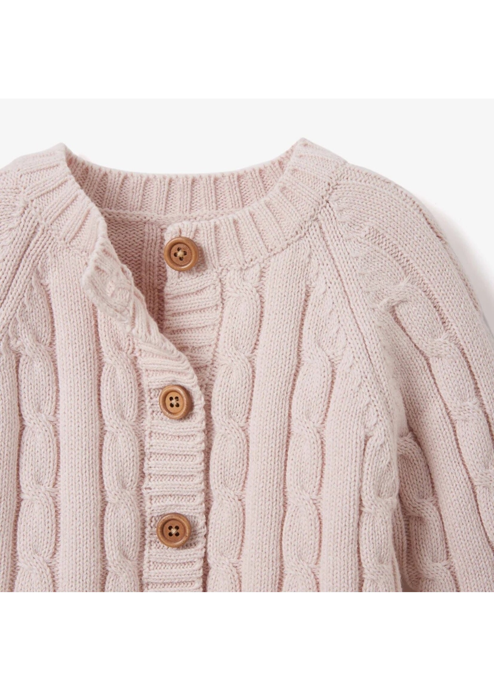 Cable Knit Baby Sweater Blush