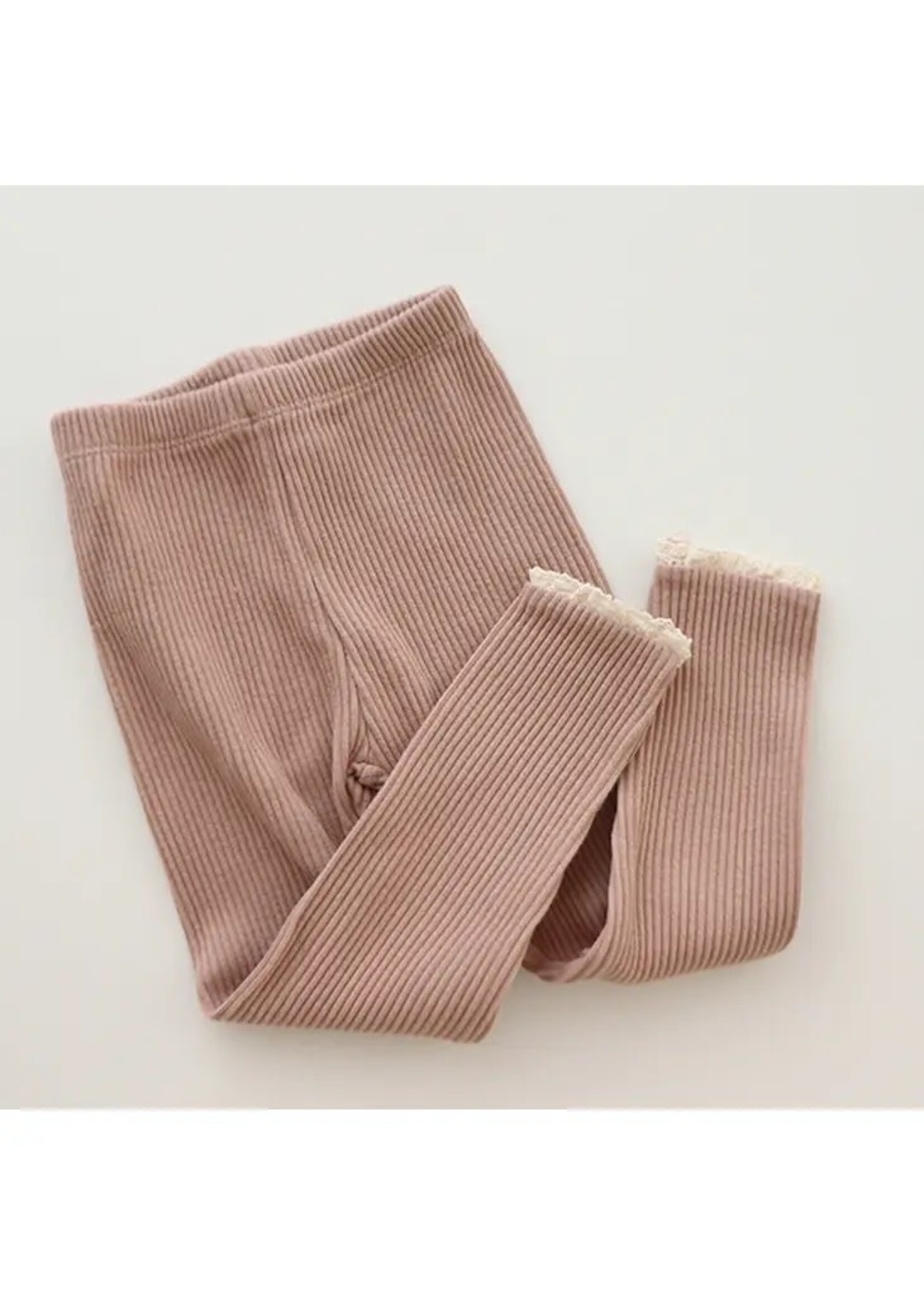 Organic Cotton Ruffle Leggings - Dusty Rose