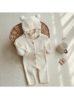 Knitted Suit With Cap - Cream