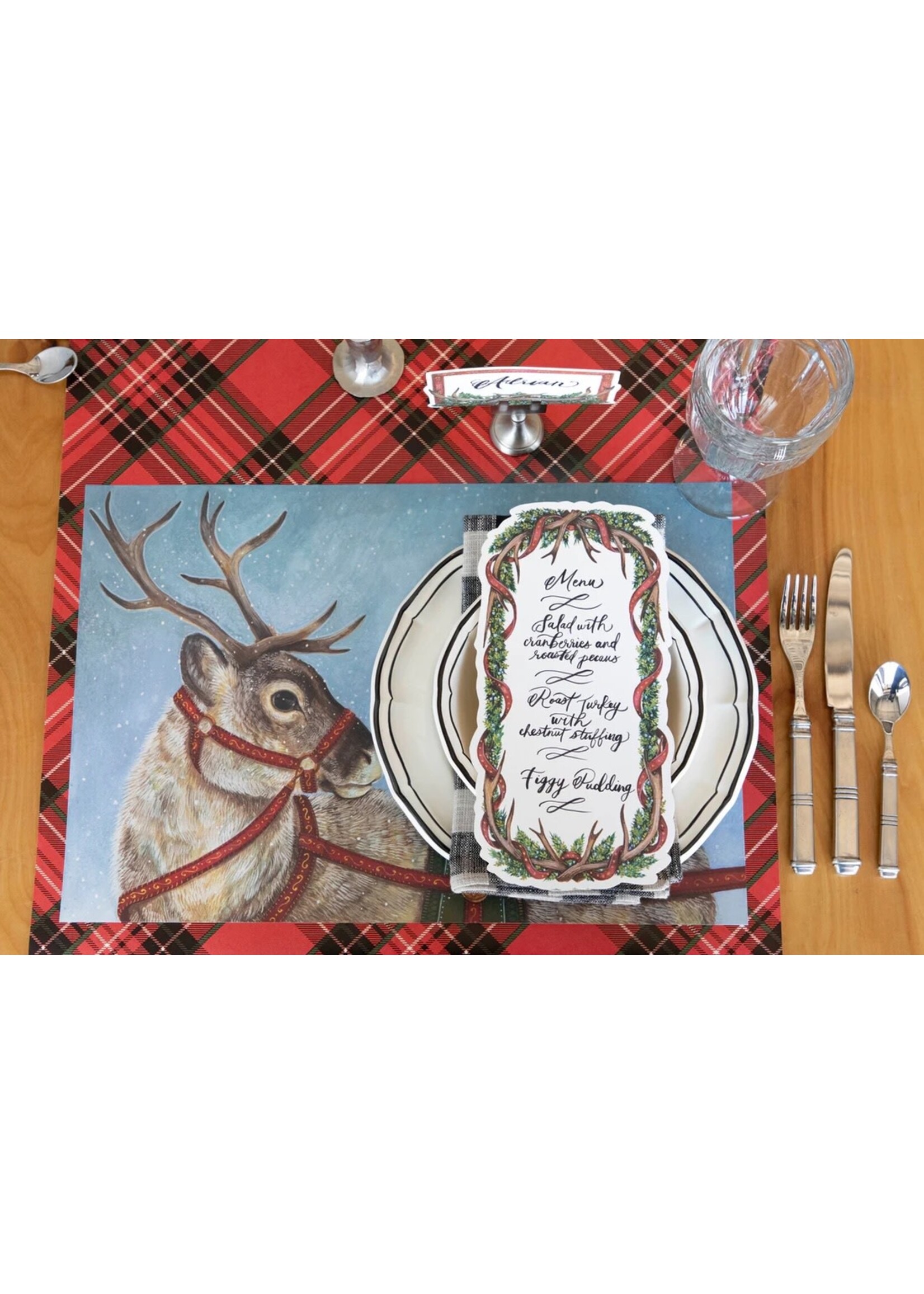 Hester & Cook Paper Placemats - Dashing Reindeer (24 sheets)