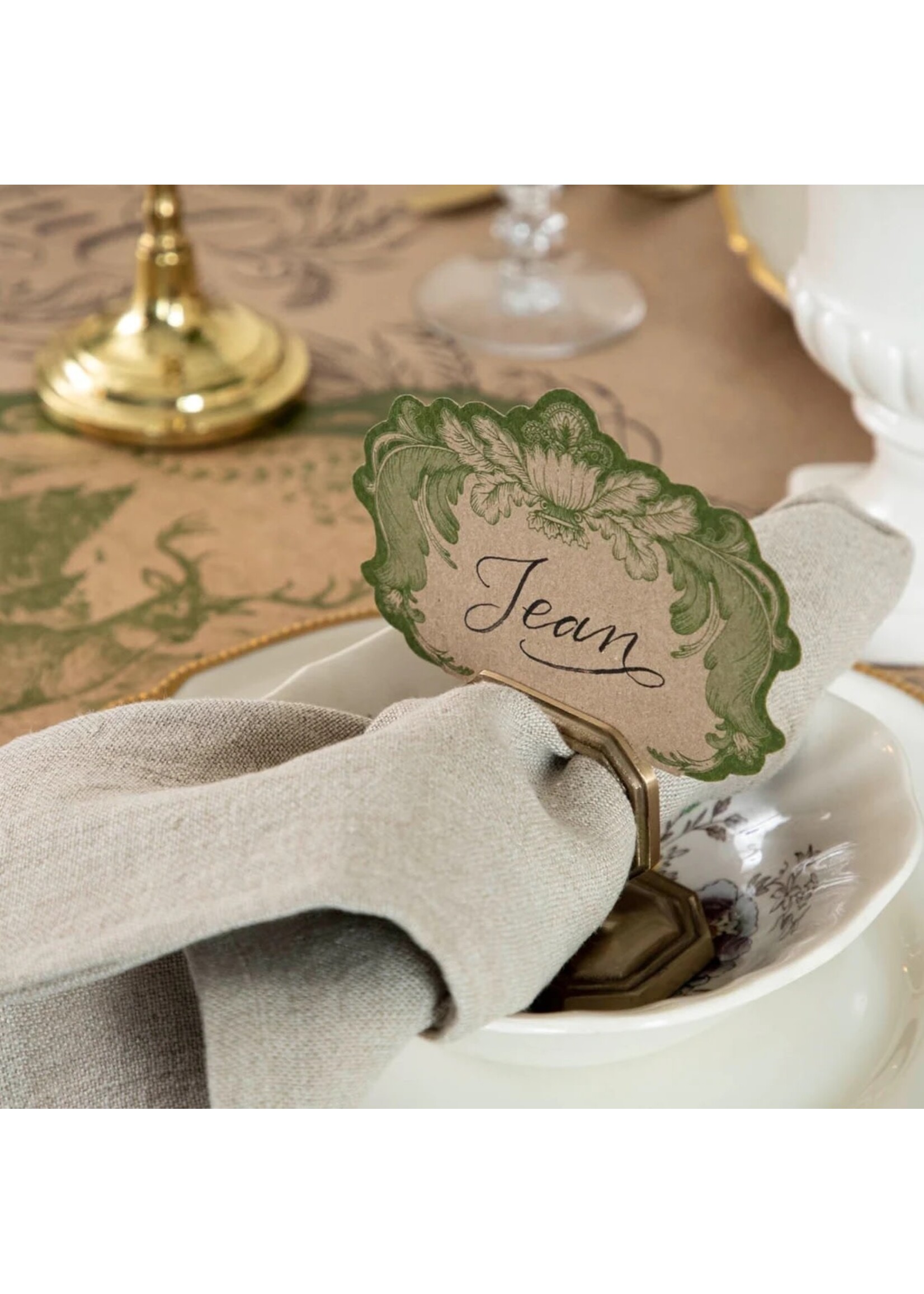 Hester & Cook Place Cards - Fable Toile Moss (pack of 12)