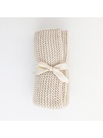 Garter Stitch Knit Blanket - Natural