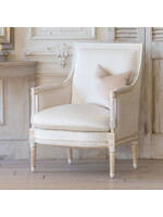 Bergere Chair in Ivory Velvet/Antique White Gold Leaf