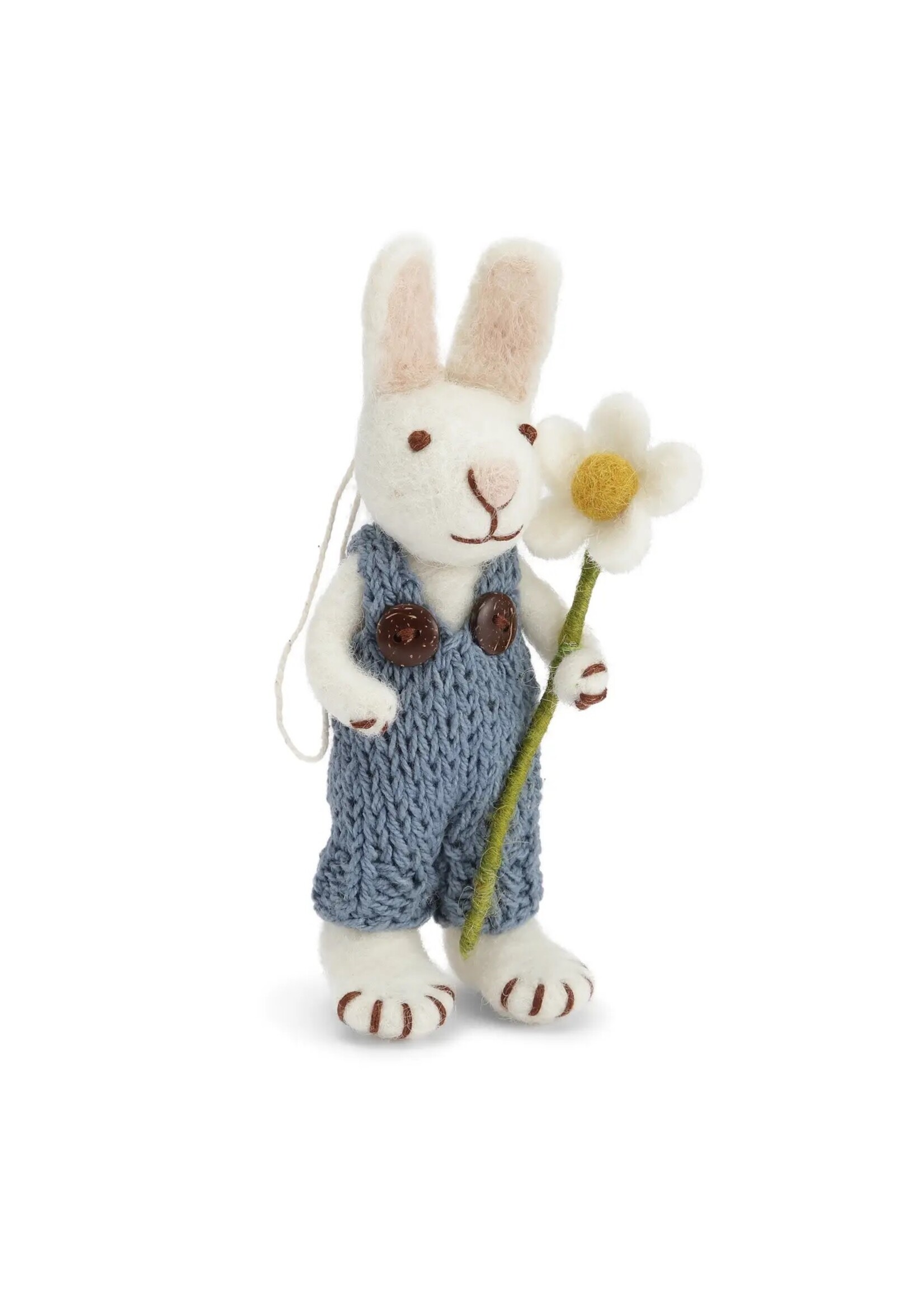 Bunny White with Blue Pants & Marguerite - Small