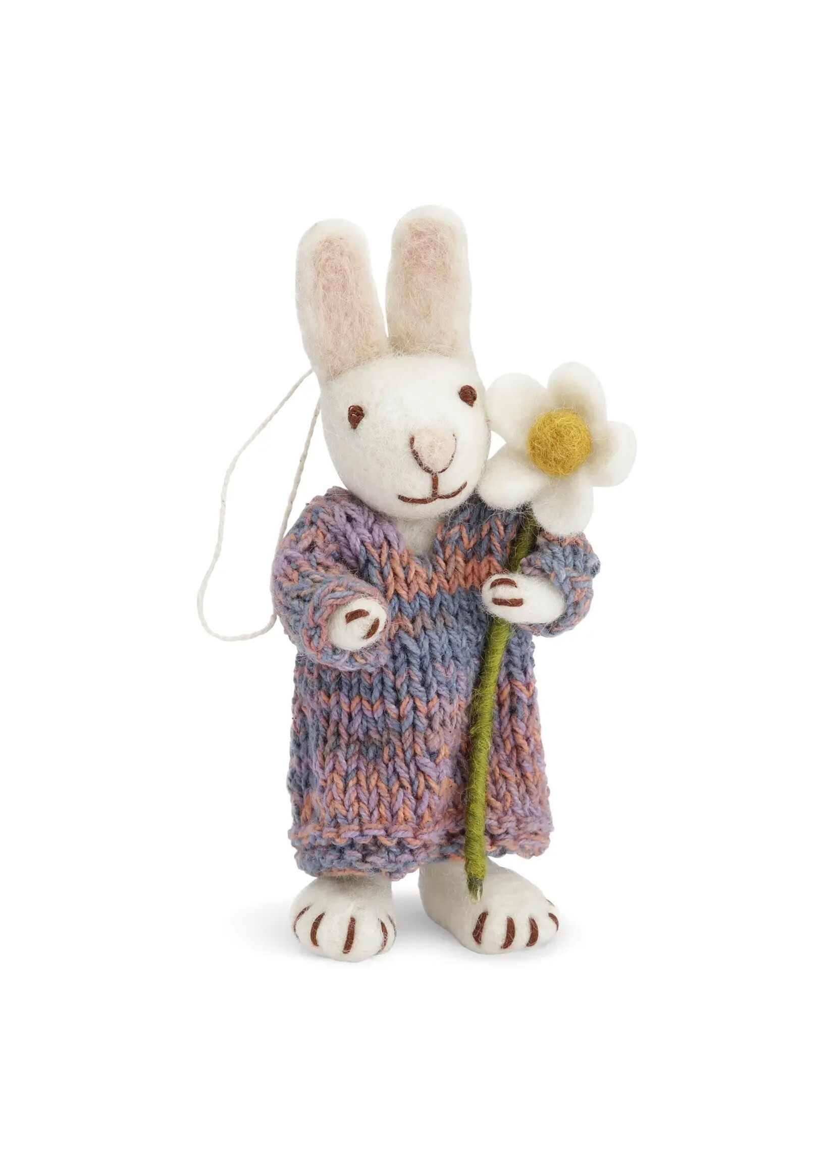 Bunny White with Colorful Dress & Marguerite - Small