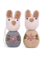 Bunny White with Flower Embroidery - Set of 2