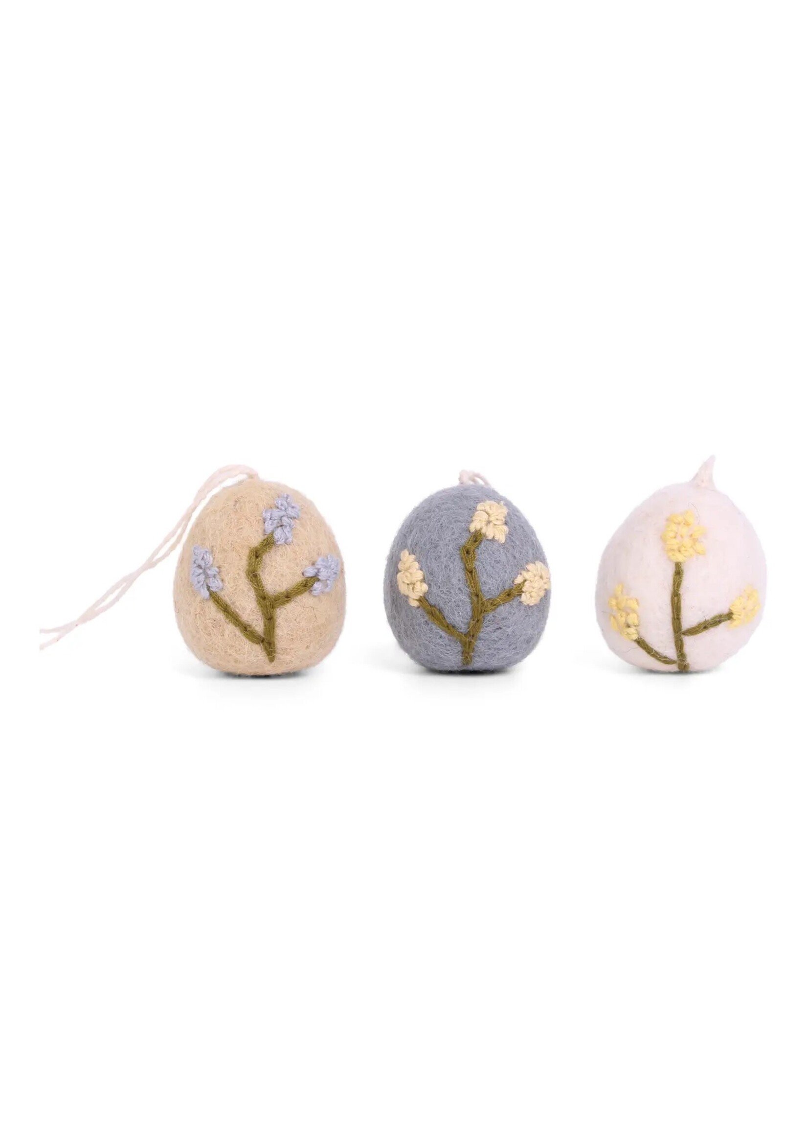Eggs with Embroidery - Heather - Set of 3