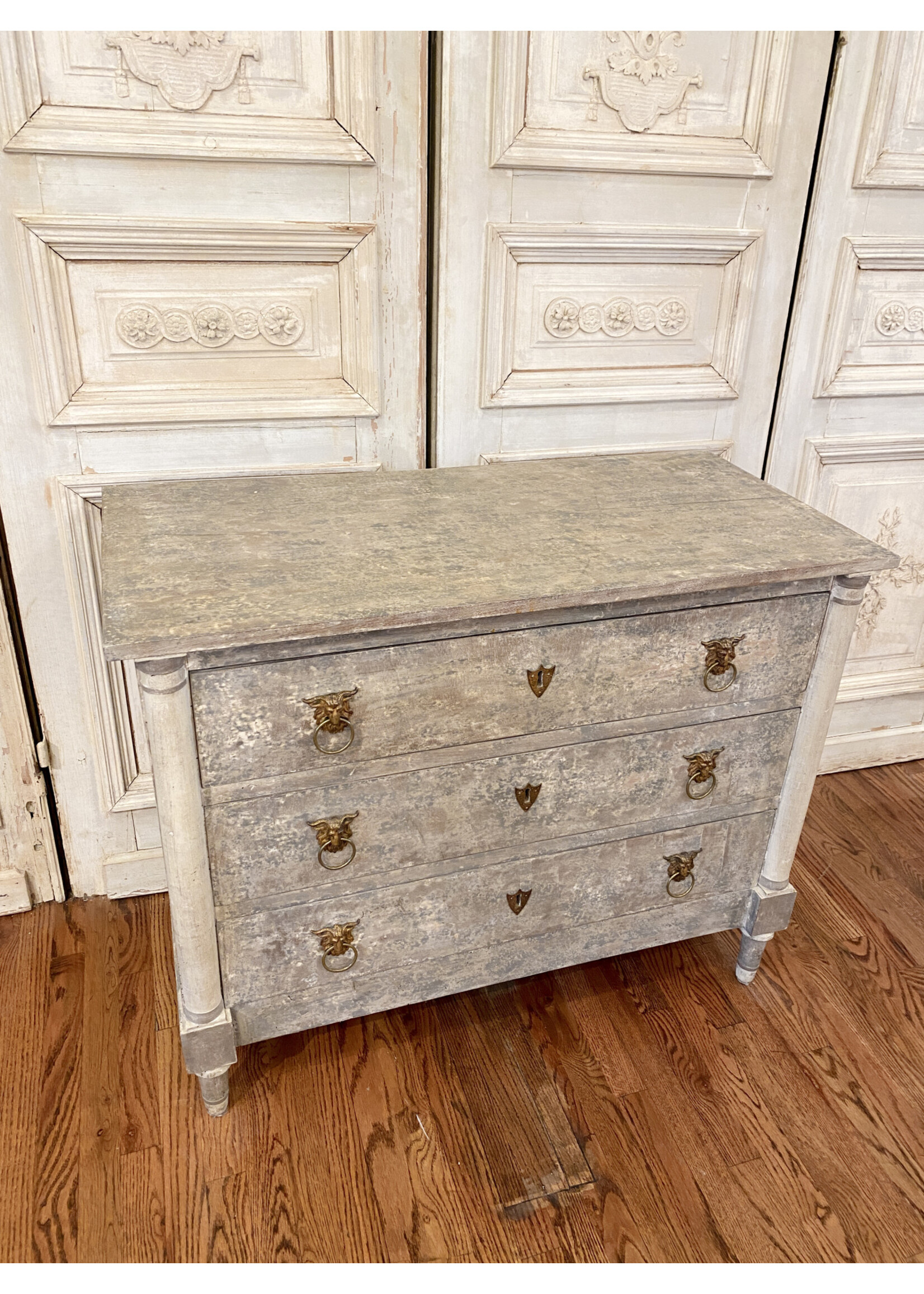 Antique & Vintage Antique French Commode with Lion Head Pulls