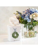 Crown Linen Tissue Box Cover - Boxwood Wreath