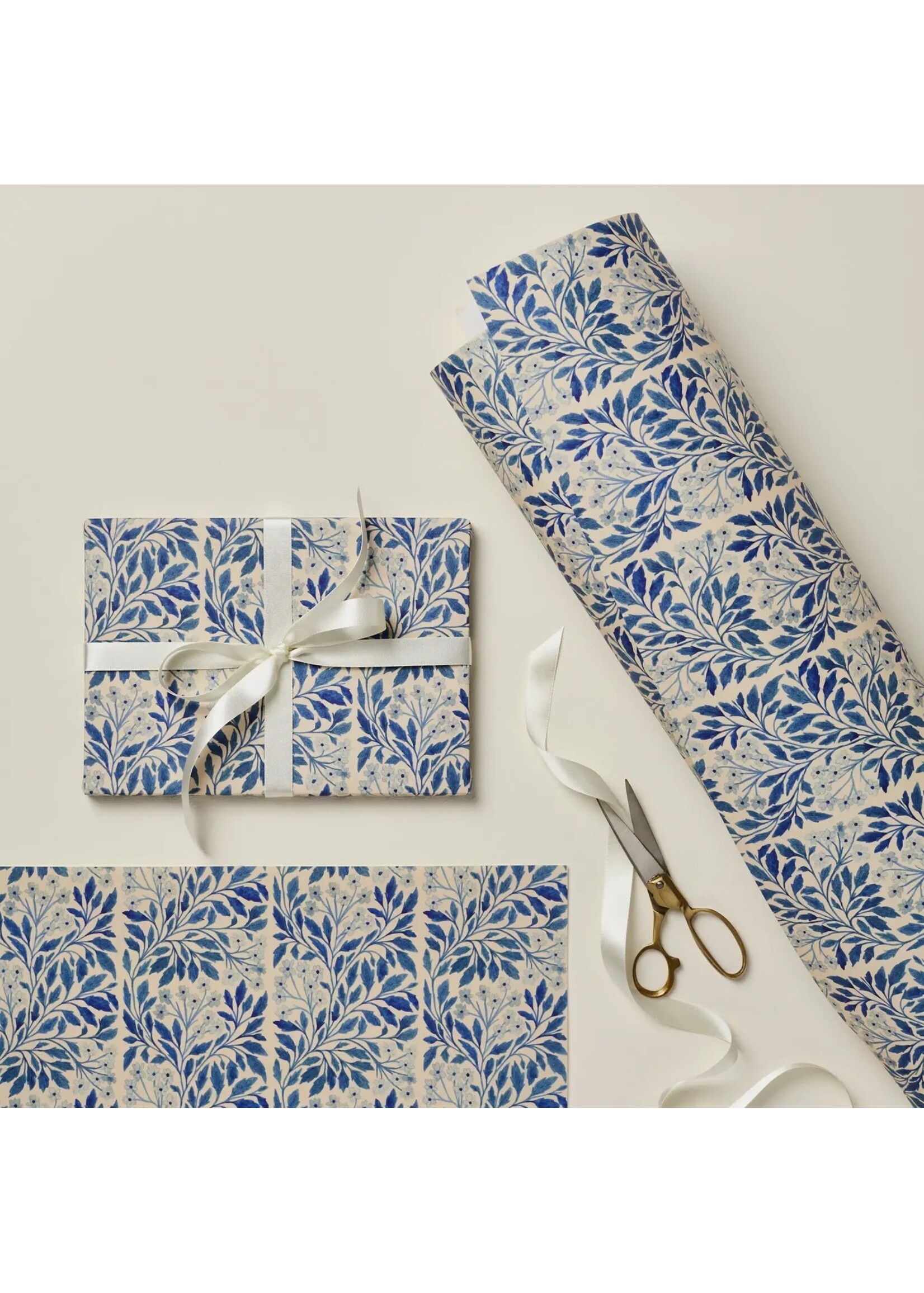 Gift Wrap - Blue Flora (4 sheets)