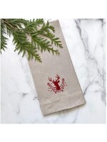 Crown Linen Towel - Stag With Holly Berries - Soft Flax