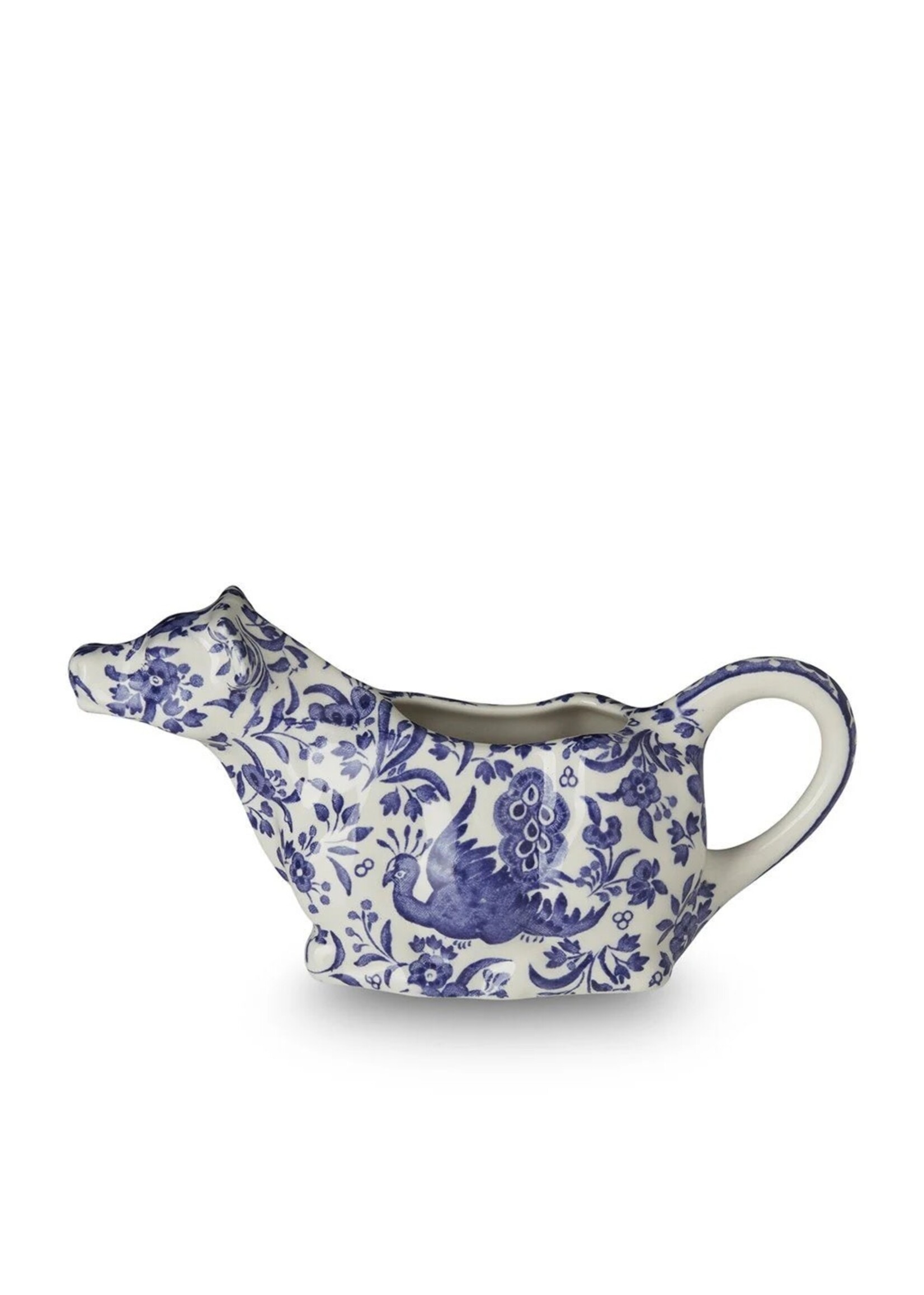 Burleigh Blue Regal Peacock Cow Creamer