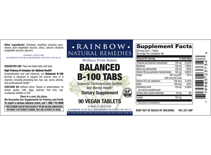 Rainbow Balanced B-100 Vegan Tabs 90