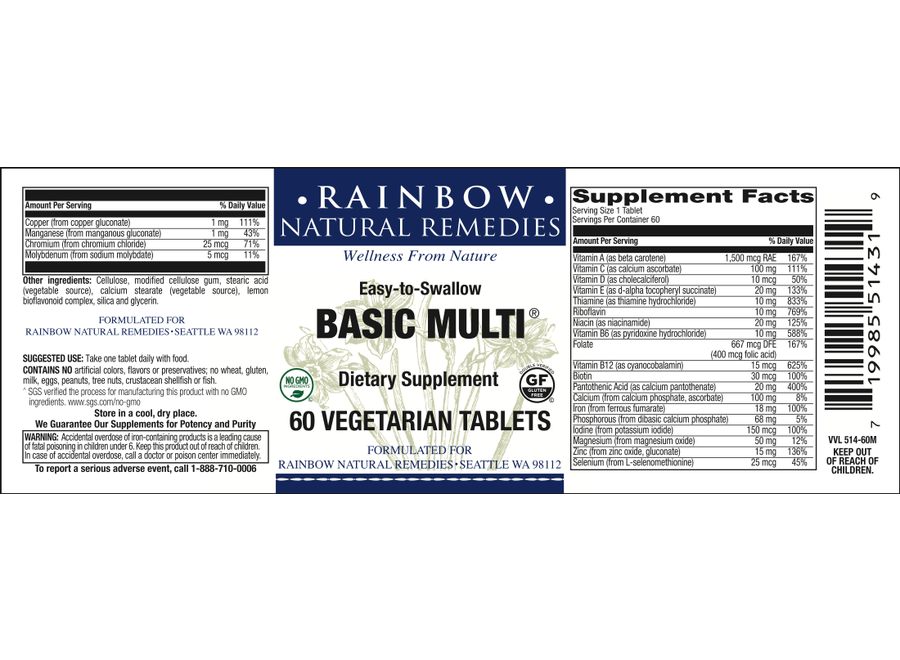 Rainbow Basic Multi® Veg Tabs 60