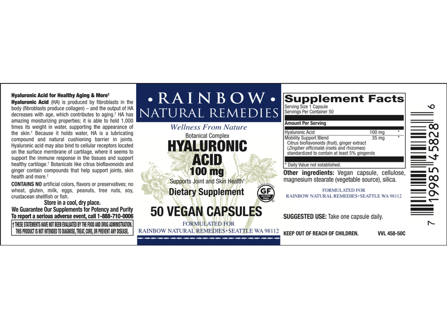 Hyaluronic Acid 100 mg Veg Caps 50