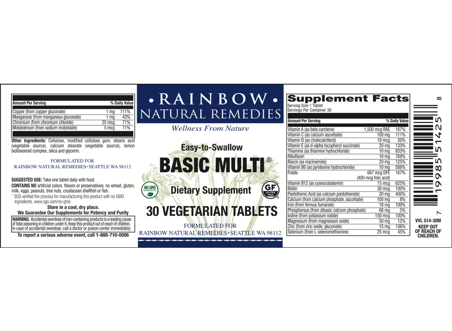 Rainbow Basic Multi® Veg Tabs 30