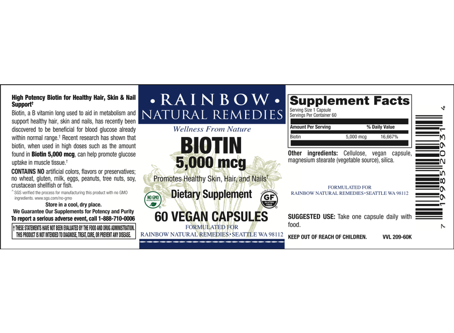 Rainbow Biotin 5,000 mcg Vegan Caps 120
