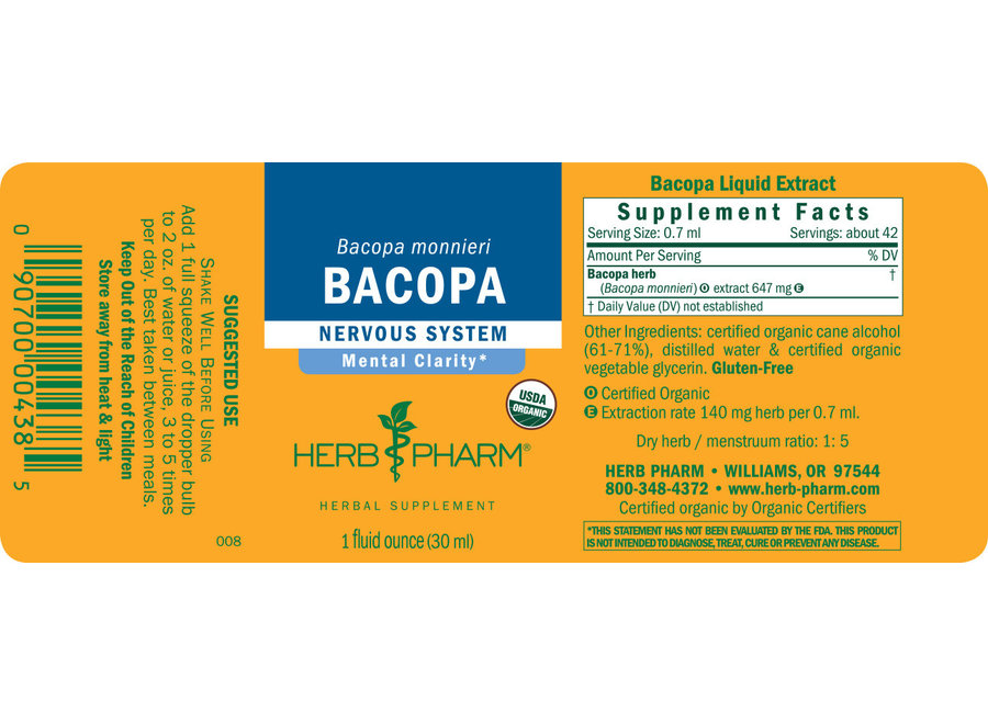 Herb Pharm BACOPA EXTRACT 1 oz.