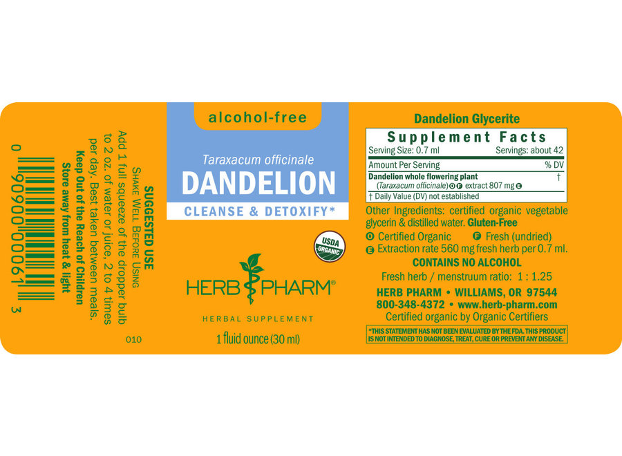 Herb Pharm DANDELION GLYCERITE 1 oz.