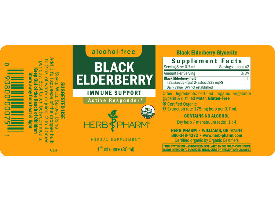 Herb Pharm Black Elderberry GLYCERTE 1 oz.
