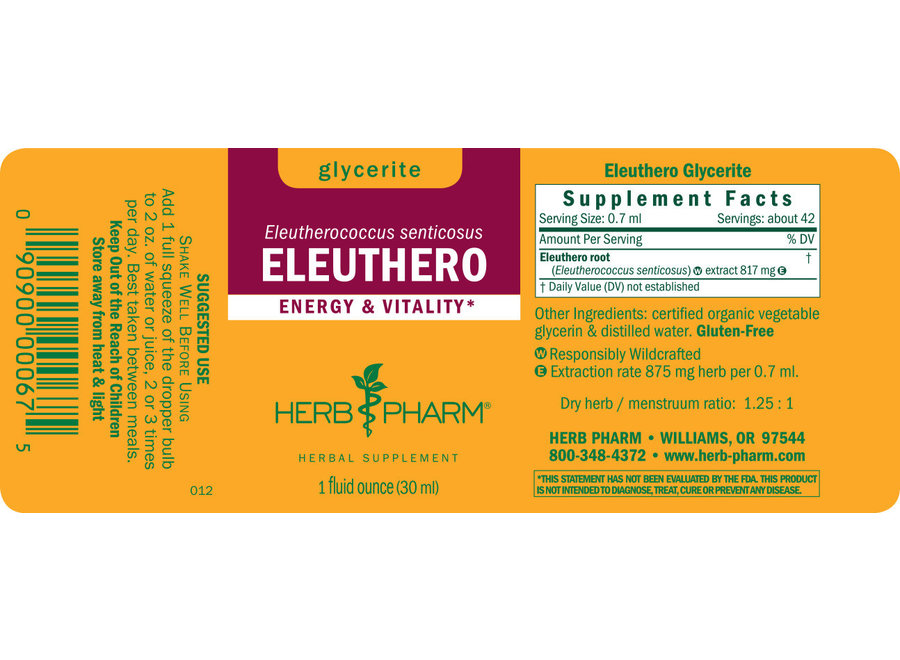 Herb Pharm ELEUTHERO GLYCERITE  1 oz.