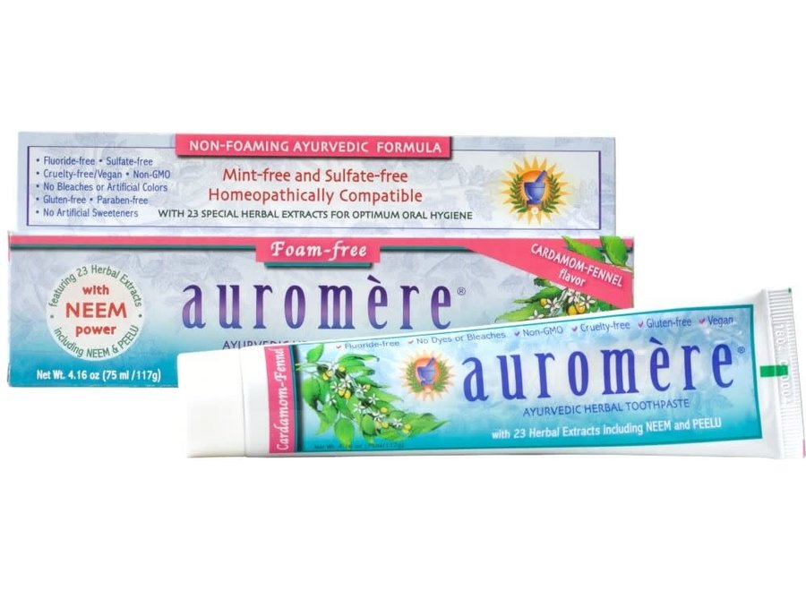 Auromere Foam-Free Cardamom fennel Toothpaste 4.16oz