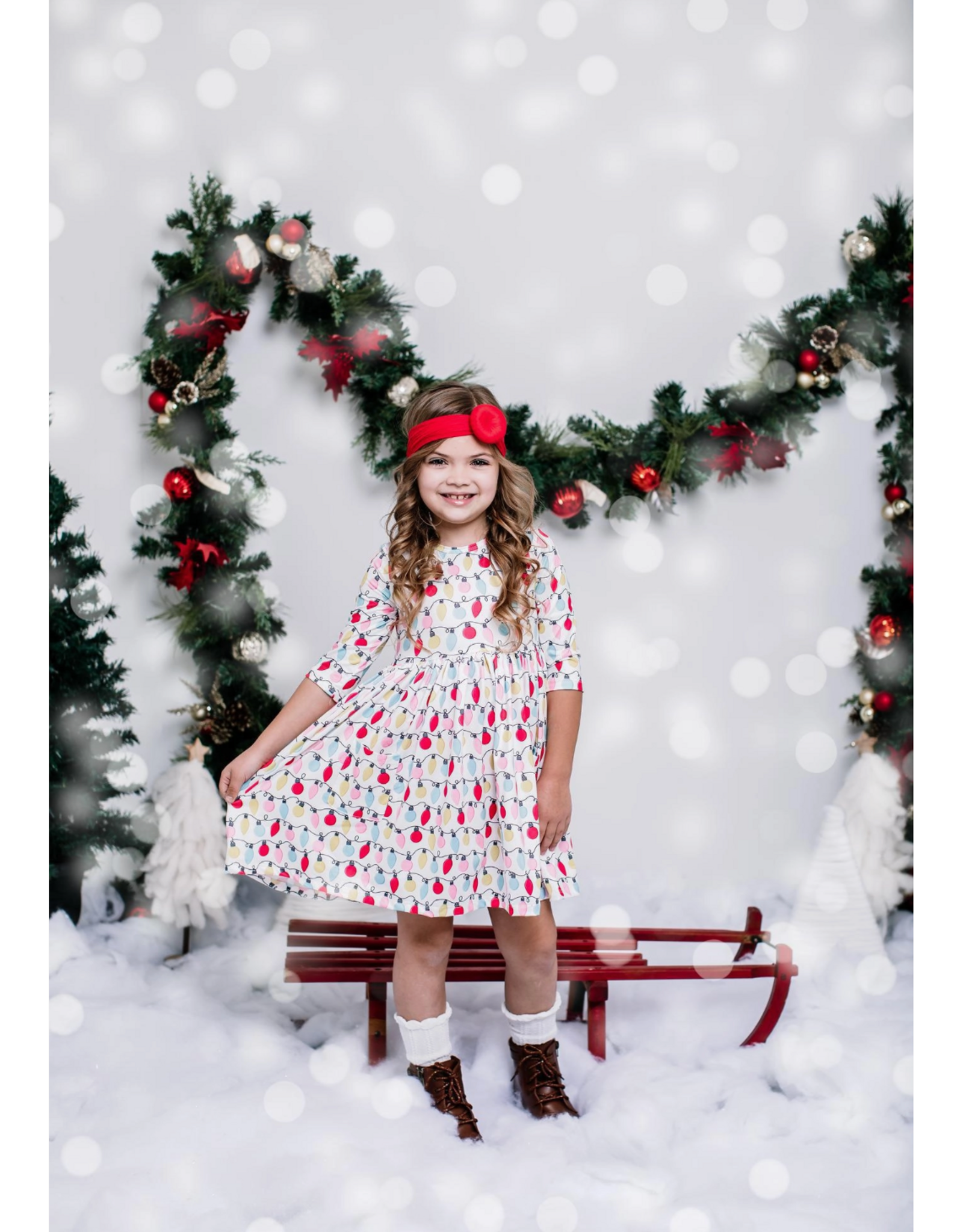 Mila & Rose Mila & Rose- Merry & Bright 3/4 Sleeve Twill Dress-