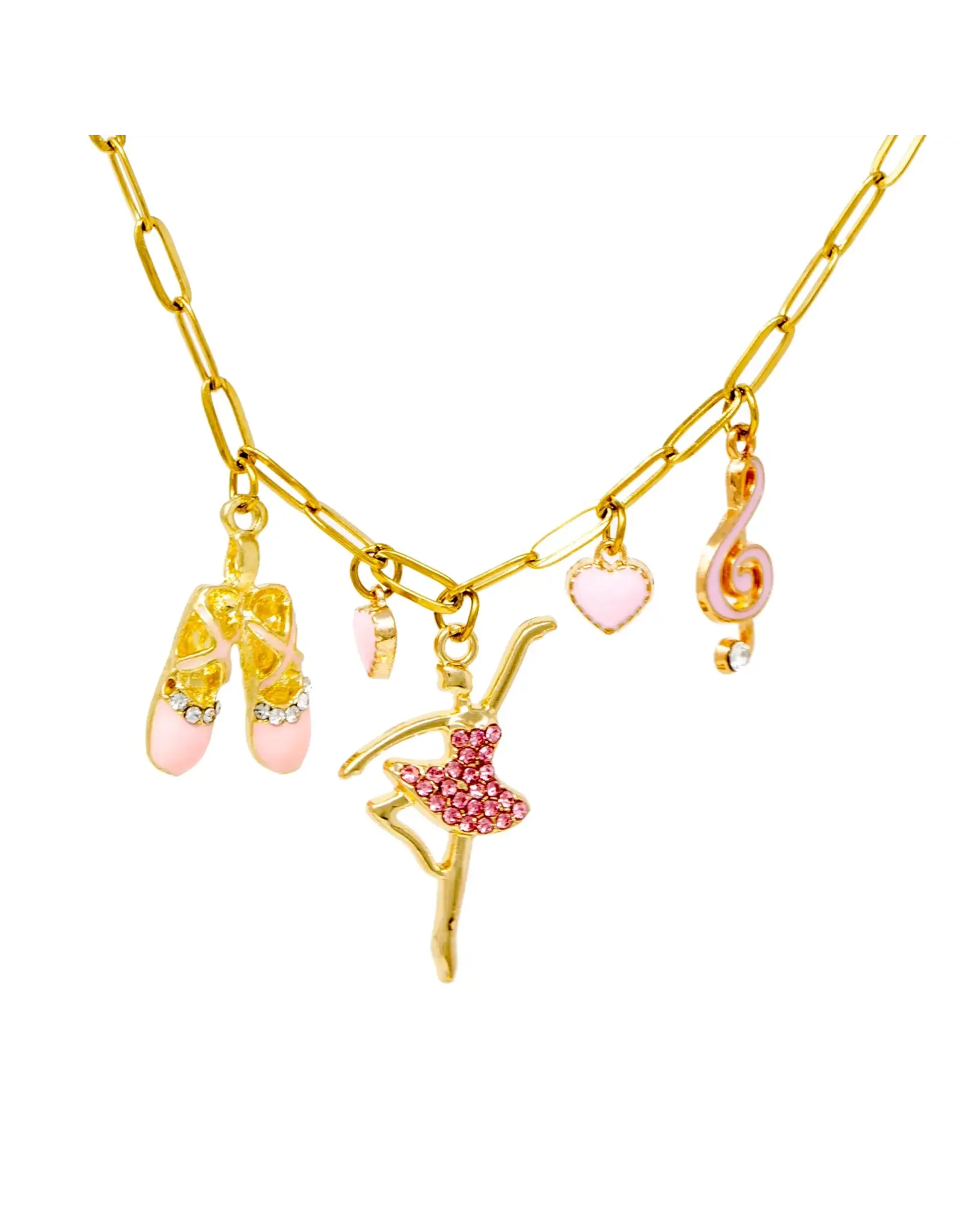 Zomi Gem Zomi Gems- Ballet Multi Charm Gold Necklace-